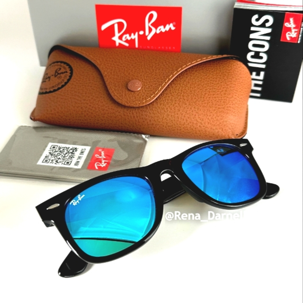 (FREE SHIPPING) RayBan Wayfarer Blue Mirror RB2140 New - Picture 3 of 16